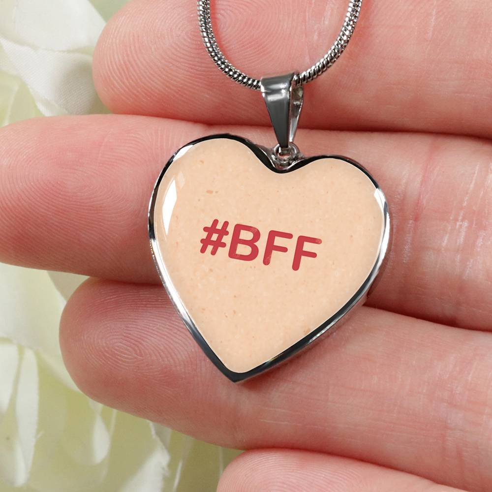 Best Friends Forever Hashtag Luxury Heart Necklace