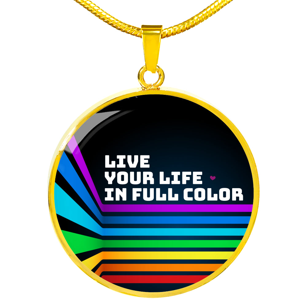 Live Your Life In Full Color Luxury Silver Circle Necklace