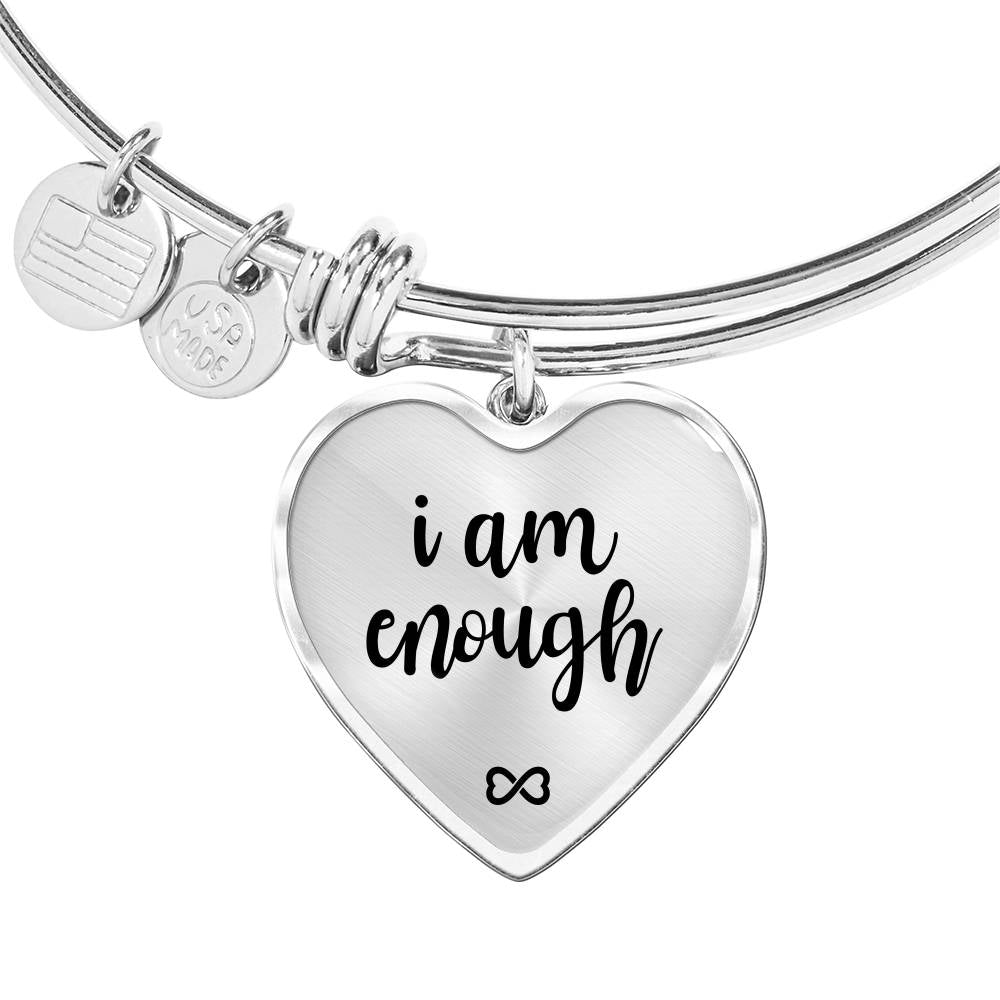 The Power Of Resolutions I Am Enough Adjustable Luxury Heart Bangle