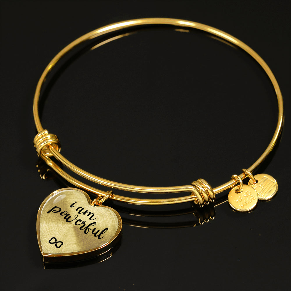 The Power Of Resolutions I Am Powerful Adjustable Luxury Heart Bangle
