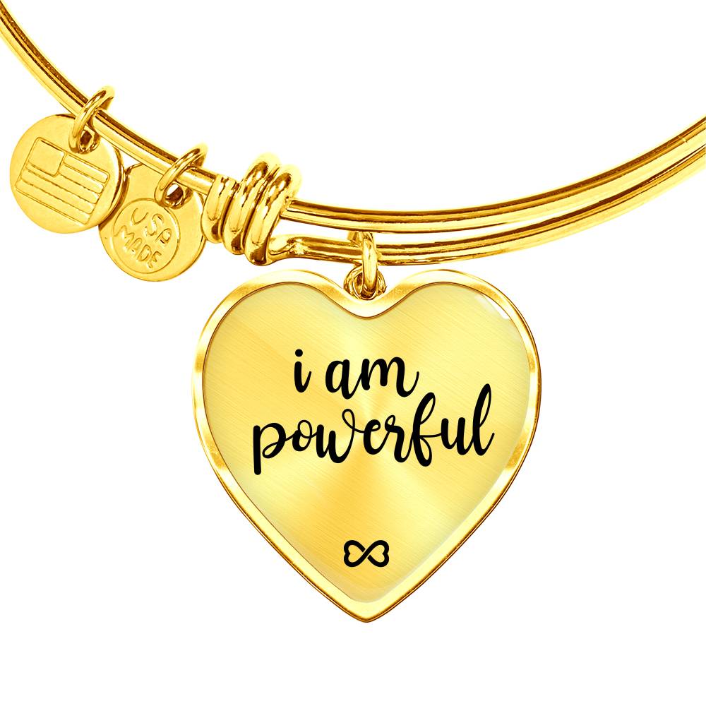 The Power Of Resolutions I Am Powerful Adjustable Luxury Heart Bangle