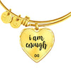 Load image into Gallery viewer, The Power Of Resolutions I Am Enough Adjustable Luxury Heart Bangle