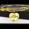 Load image into Gallery viewer, The Power Of Resolutions I Am Powerful Adjustable Luxury Heart Bangle